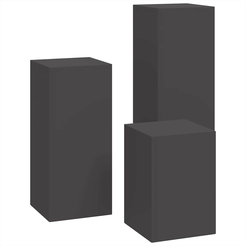 Supporto per piante 3 pcs Nero Acciaio