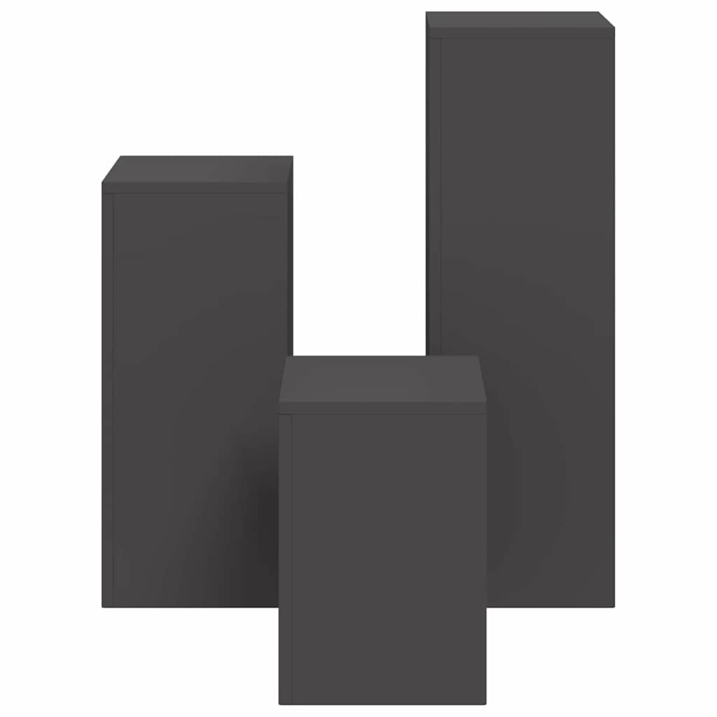 Supporto per piante 3 pcs Nero Acciaio