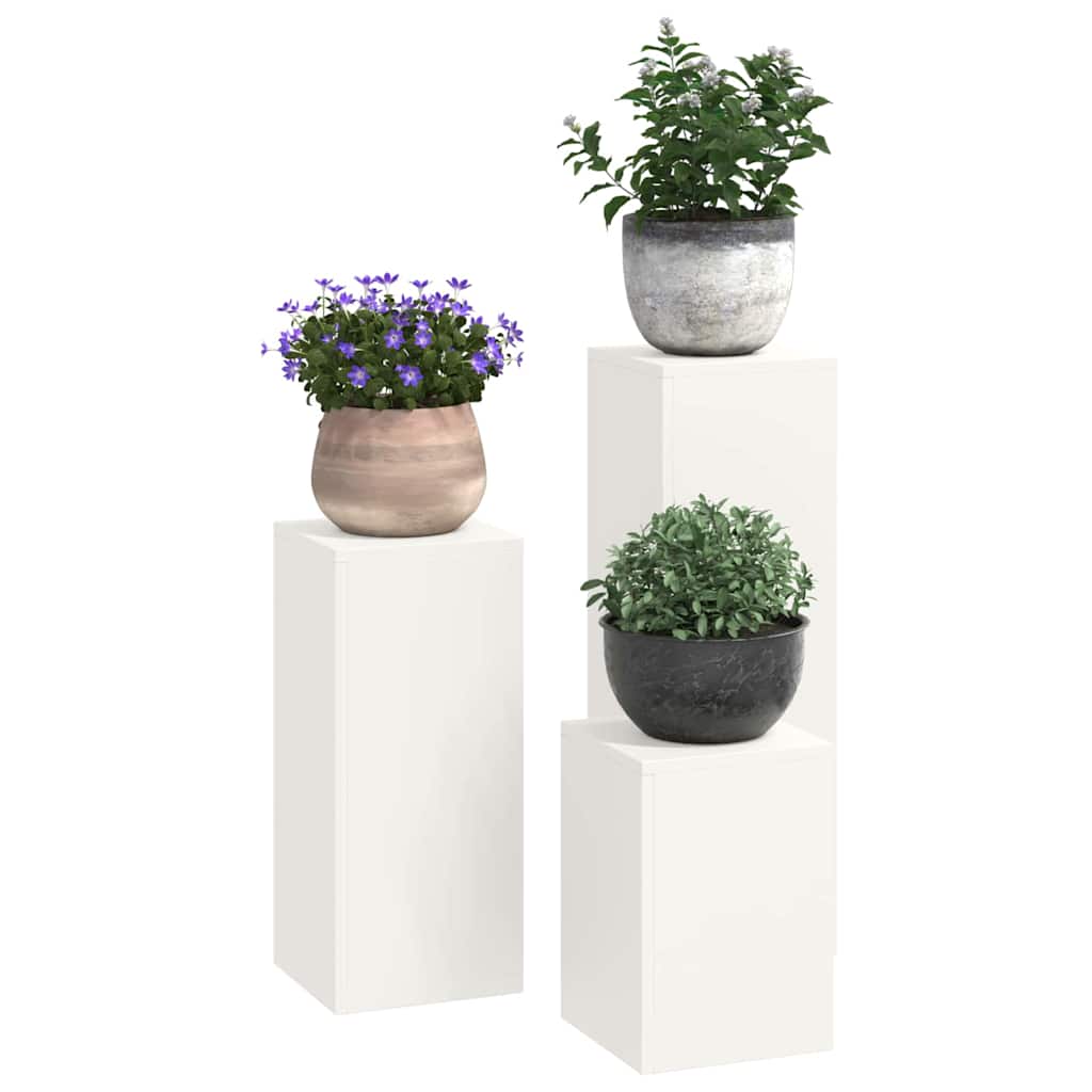 Supporto per piante 3 pcs Bianco Acciaio