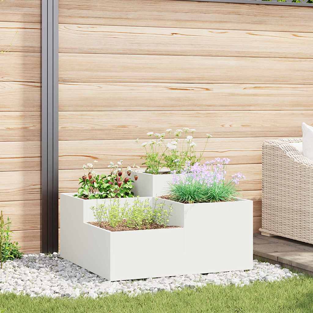 Vaso da giardino Bianco 80 x 80 x 48 cm Acciaio