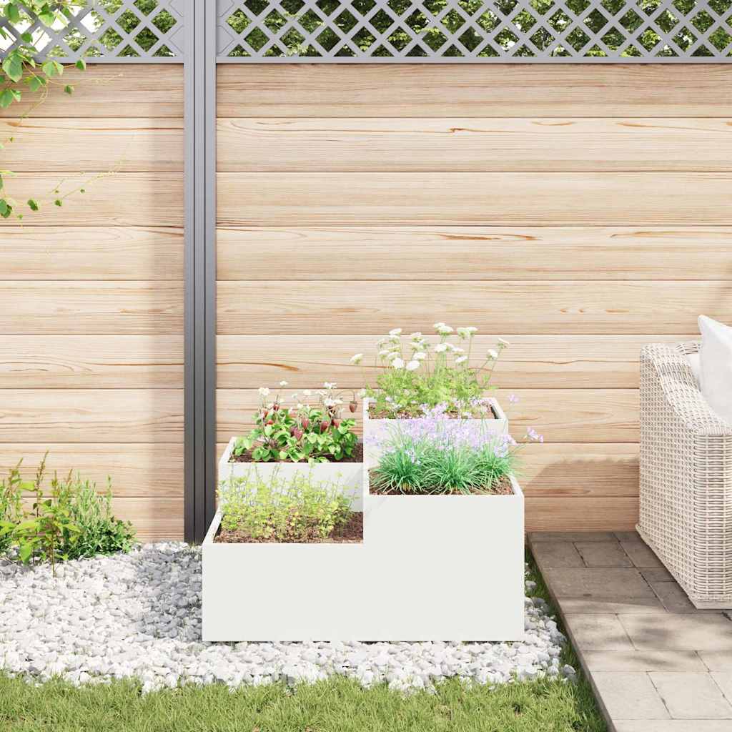 Vaso da giardino Bianco 80 x 80 x 48 cm Acciaio