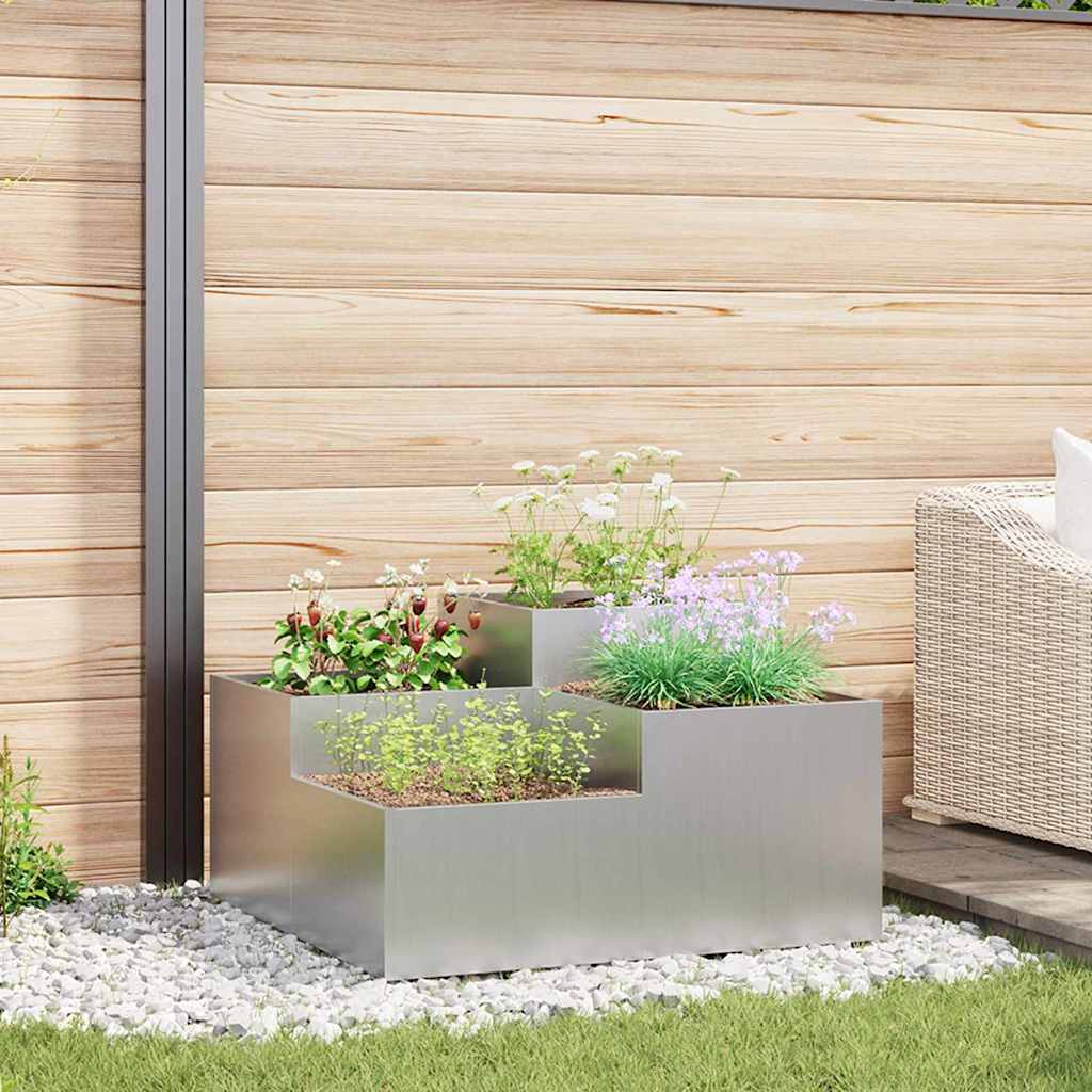Vaso da giardino Argento 100 x 100 x 48 cm Acciaio zincato