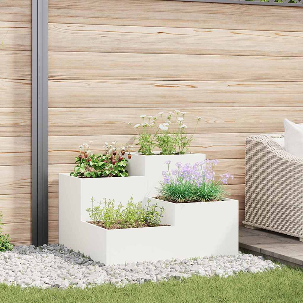 Vaso da giardino Bianco 80 x 80 x 60 cm Acciaio
