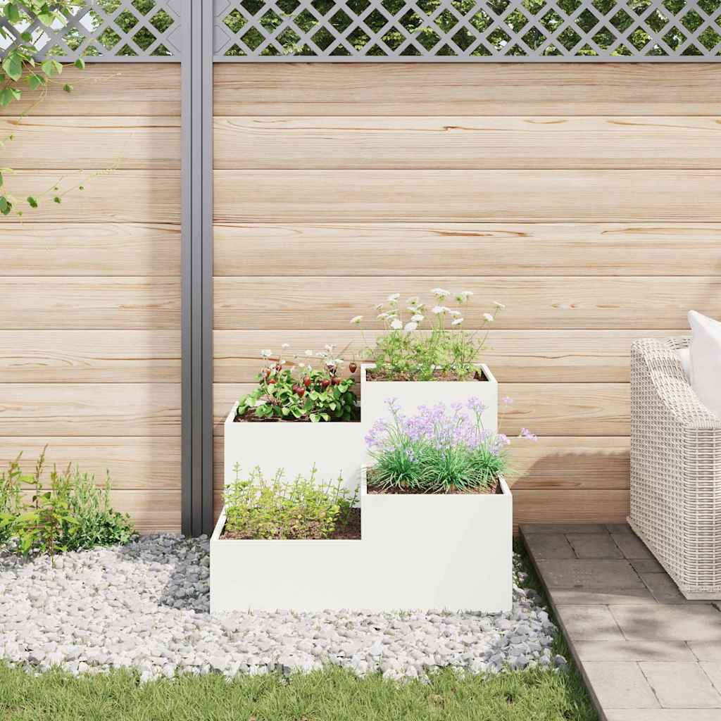 Vaso da giardino Bianco 80 x 80 x 60 cm Acciaio