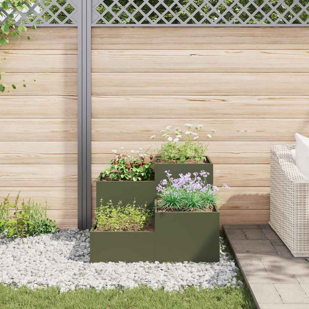 Vaso da giardino Oliver verde 80 x 80 x 60 cm Acciaio