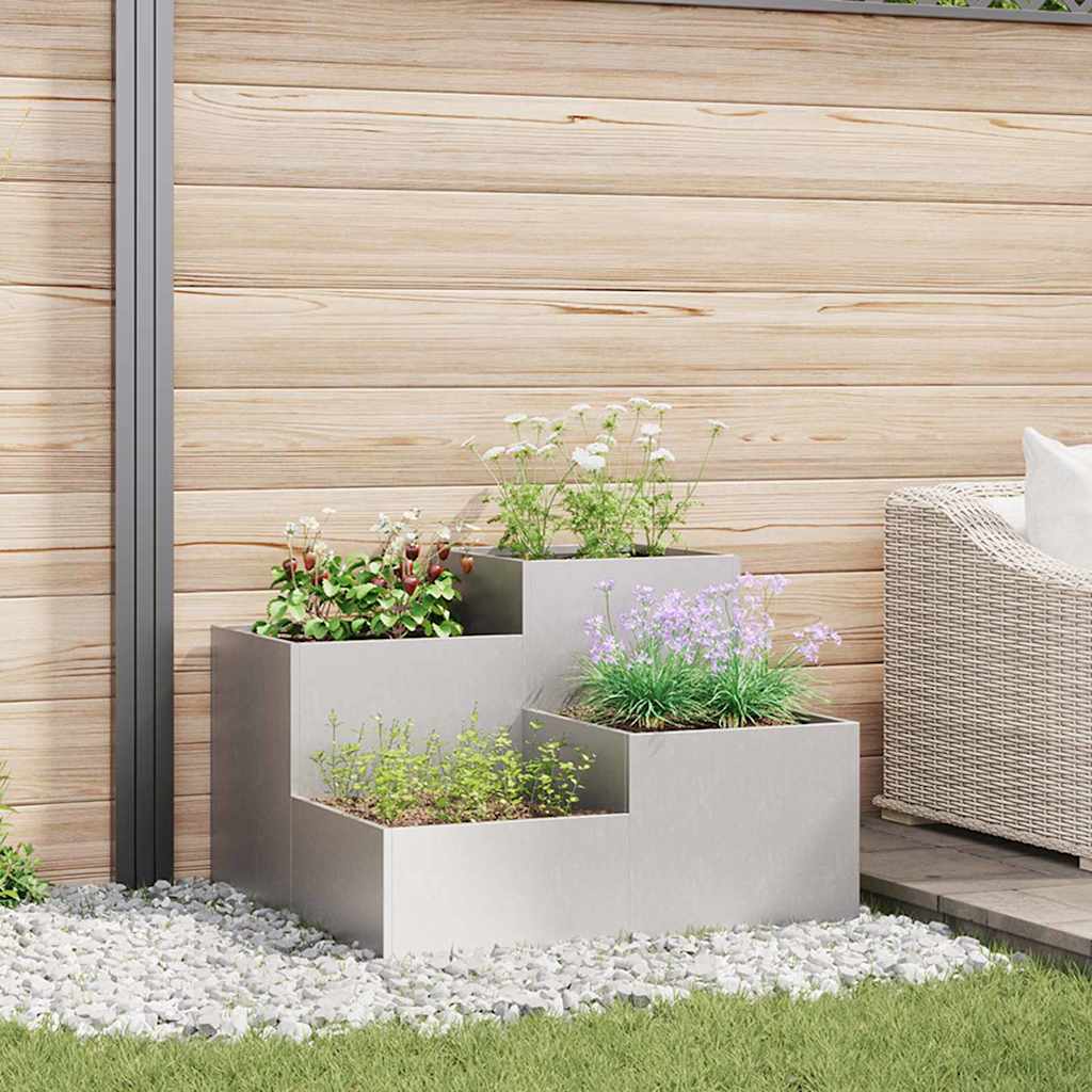 Vaso da giardino Argento 80 x 80 x 60 cm Acciaio inossidabile