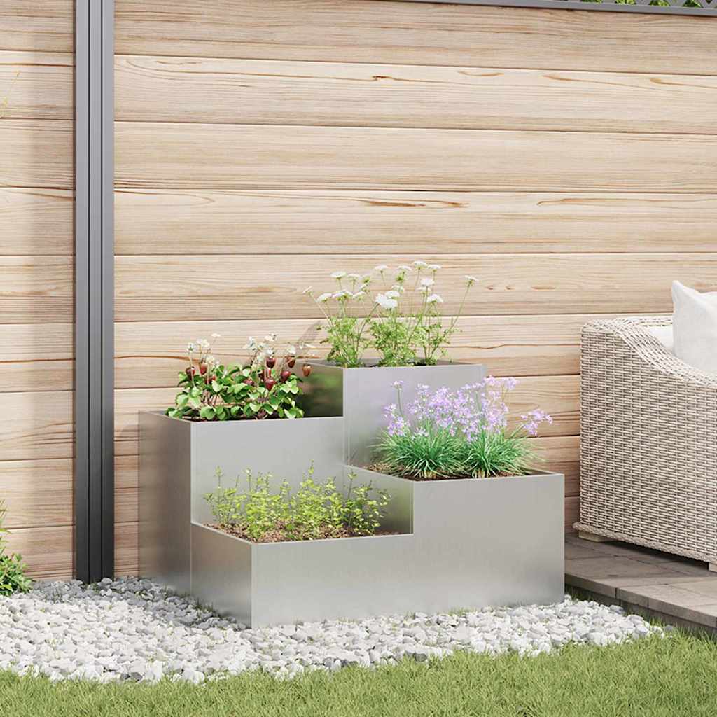Vaso da giardino Argento 80 x 80 x 60 cm Acciaio zincato