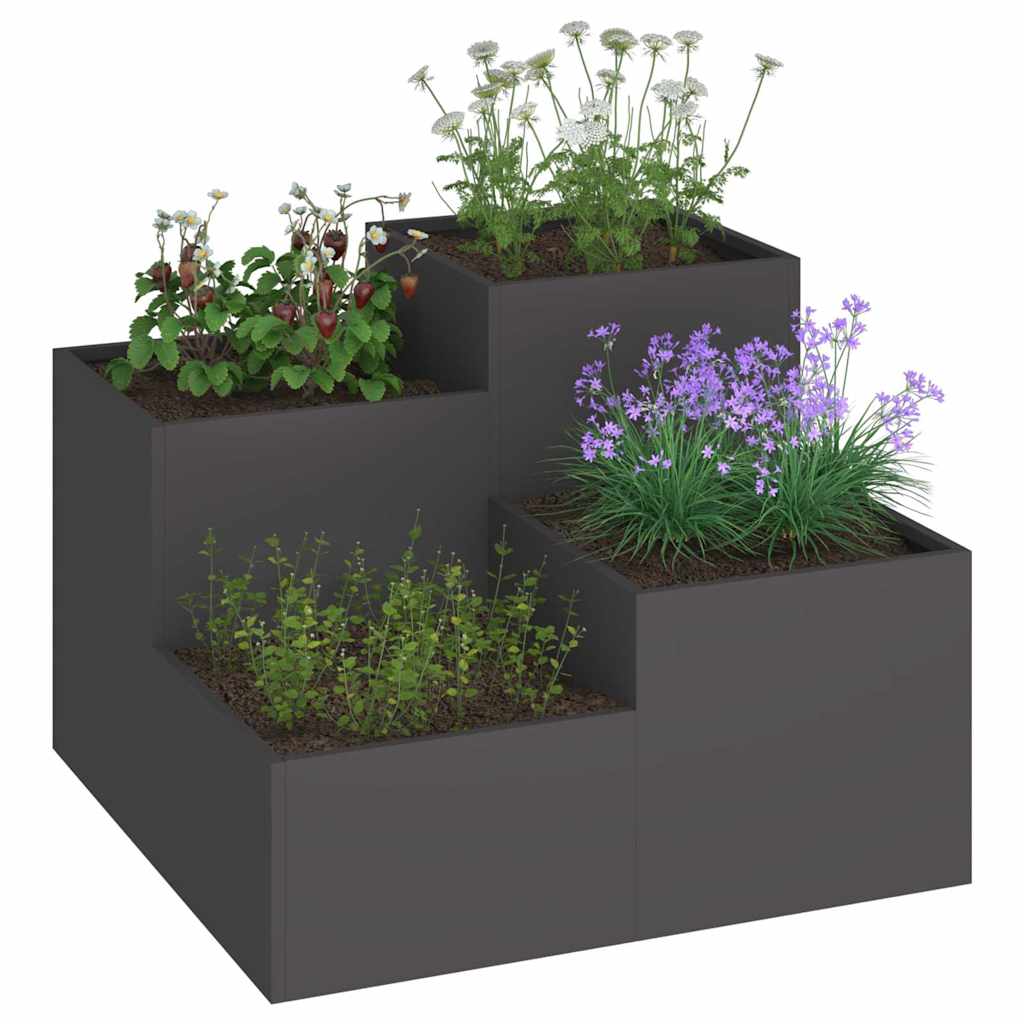 Vaso da giardino Nero 100 x 100 x 60 cm Acciaio