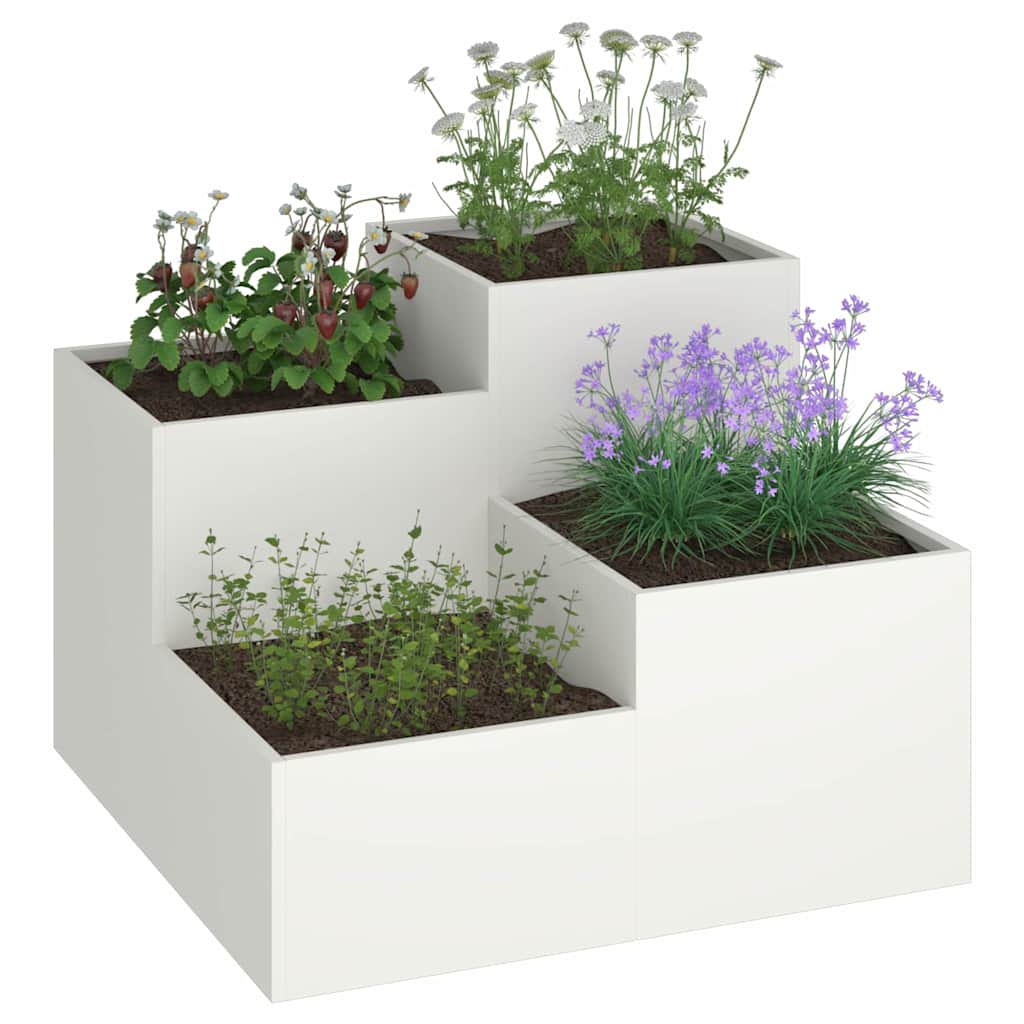 Vaso da giardino Bianco 100 x 100 x 60 cm Acciaio