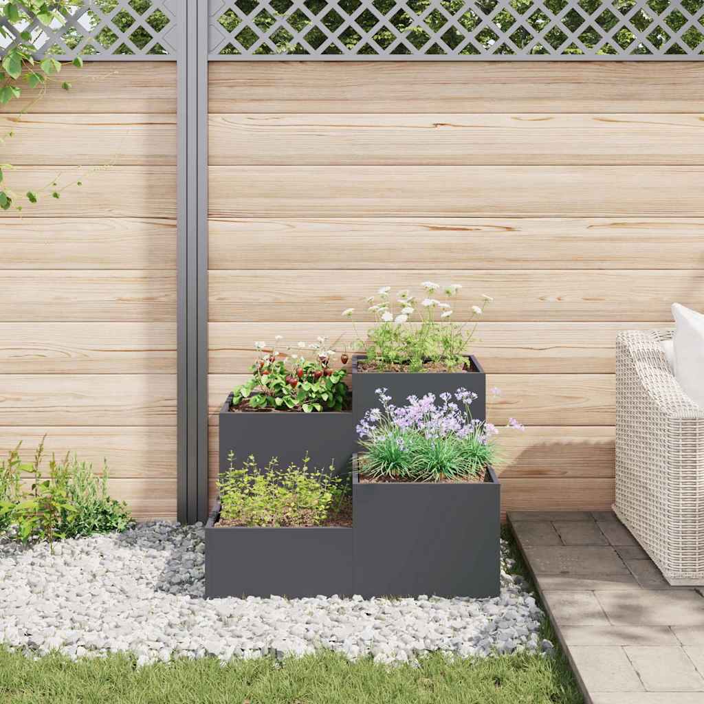 Vaso da giardino Antracite 100 x 100 x 60 cm Acciaio