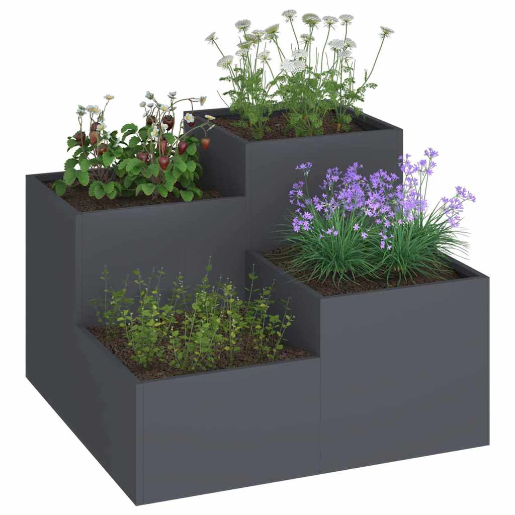 Vaso da giardino Antracite 100 x 100 x 60 cm Acciaio
