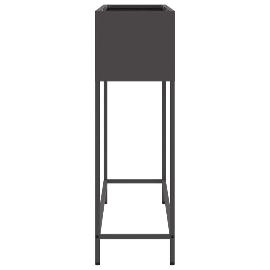 Vaso da Giardino Rialzato Nero 100 x 26 x 82 cm Acciaio