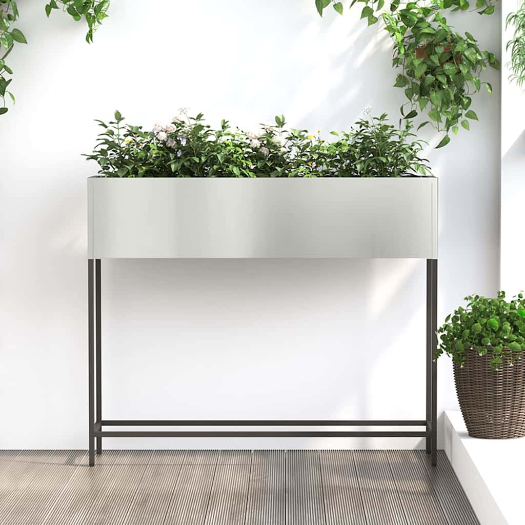 Vaso da Giardino Rialzato Argento 100 x 26 x 82 cm