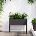 Vaso da Giardino Rialzato Nero 60 x 26 x 45 cm Acciaio