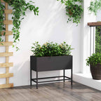 Vaso da Giardino Rialzato Nero 60 x 26 x 45 cm Acciaio