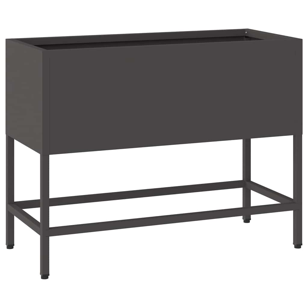 Vaso da Giardino Rialzato Nero 60 x 26 x 45 cm Acciaio