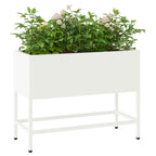 Vaso da Giardino Rialzato Bianco 60 x 26 x 48 cm Acciaio