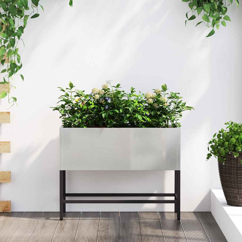 Vaso da Giardino Rialzato Argento 60 x 26 x 45 cm