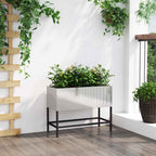 Vaso da Giardino Rialzato Argento 60 x 26 x 45 cm
