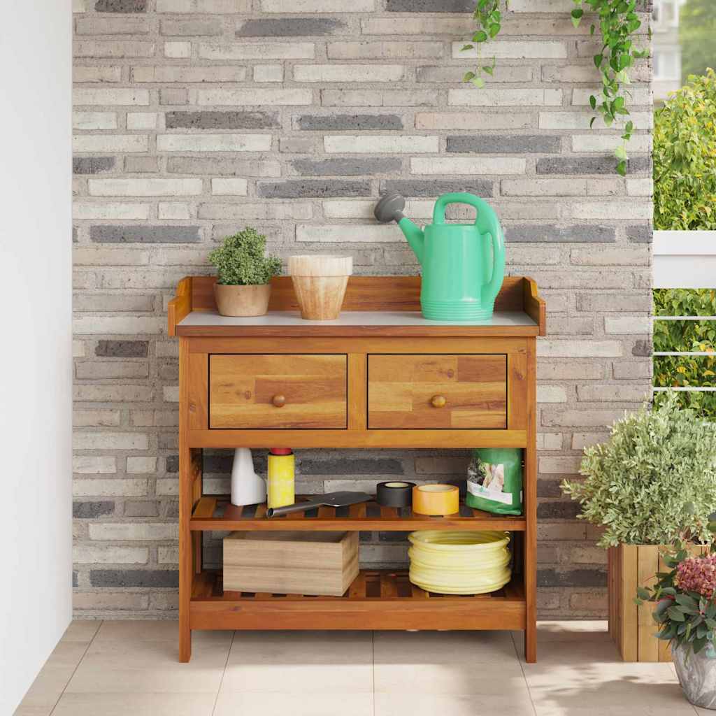 Mobiletto da Giardino con cassetto Naturale 78 x 36,5 x 78cm