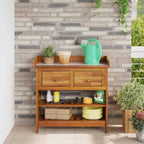 Mobiletto da Giardino con cassetto Naturale 78 x 36,5 x 78cm