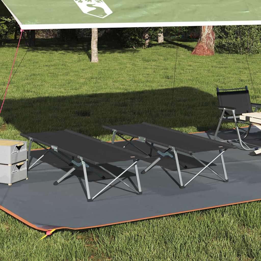Letto da campeggio pieghevole 2 pcs Nero 194 x 62,5 x 42,5 cm