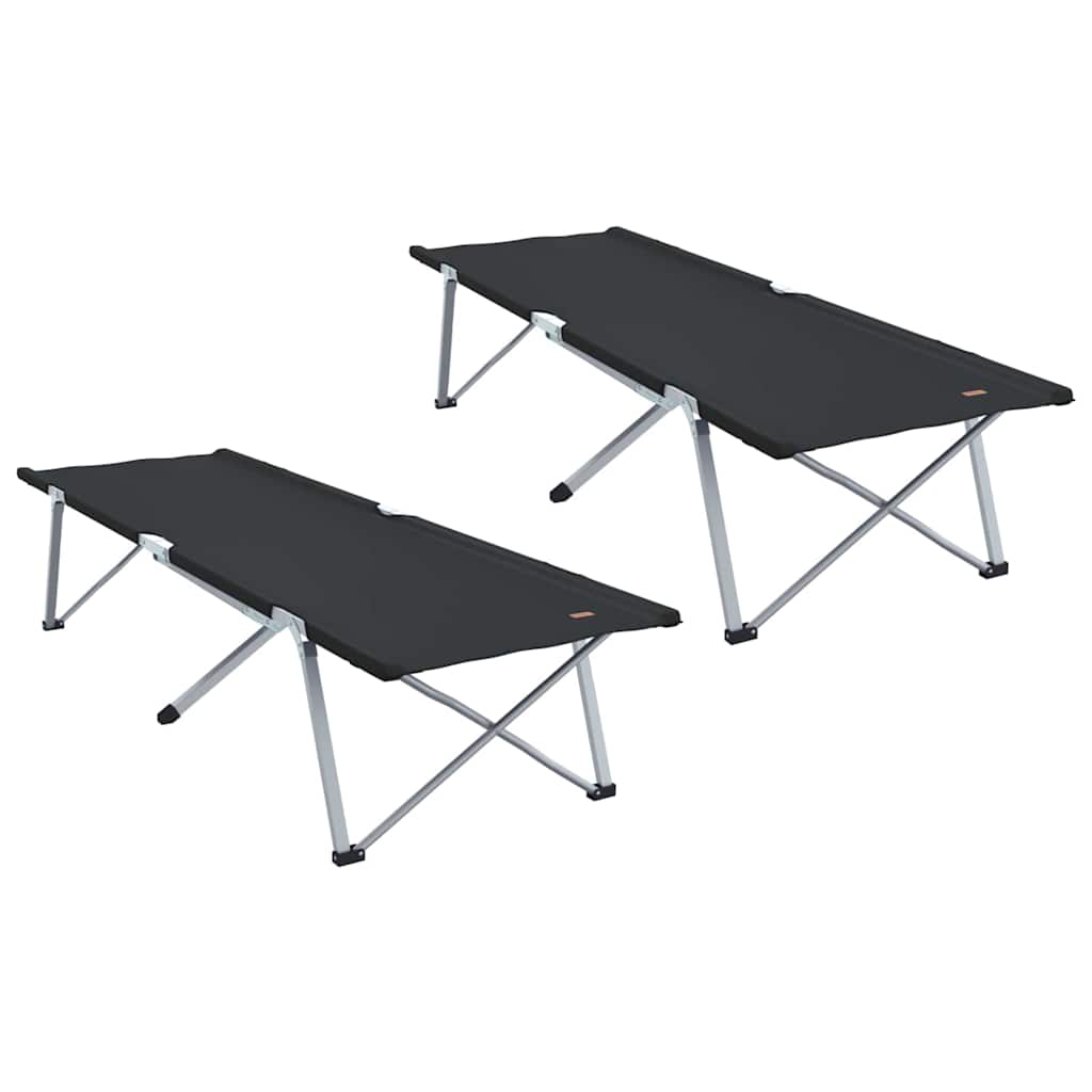 Letto da campeggio pieghevole 2 pcs Nero 194 x 62,5 x 42,5 cm