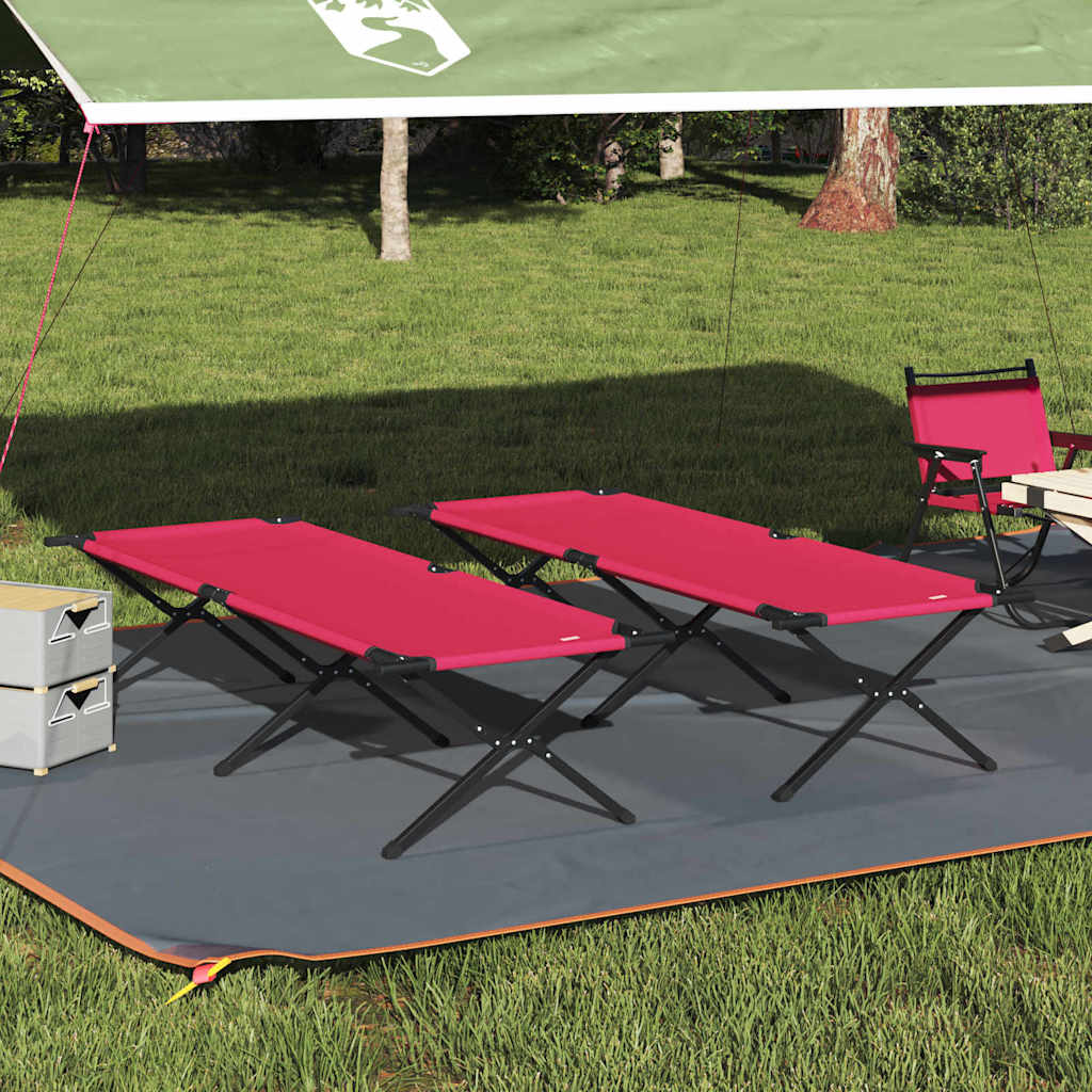 Letto da campeggio pieghevole 2 pcs Rosso 210 x 80 x 46 cm