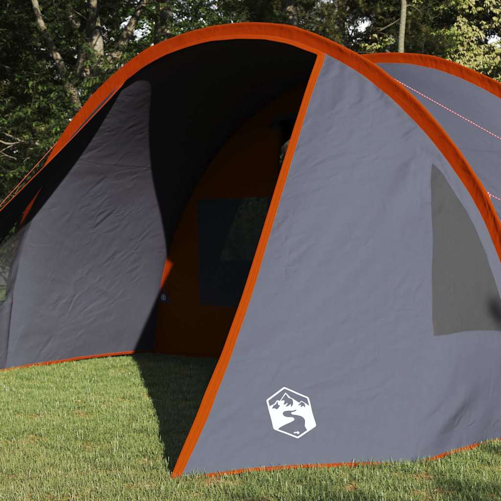 Tenda Tunnel per 5 Persone con tetto Grigio e arancione
