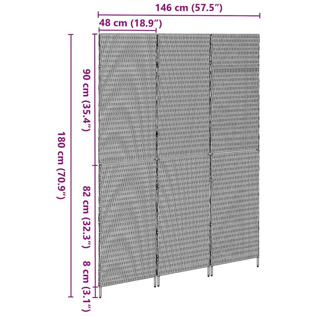 Divider per stanze Nero 146 x 180 cm polyrattan