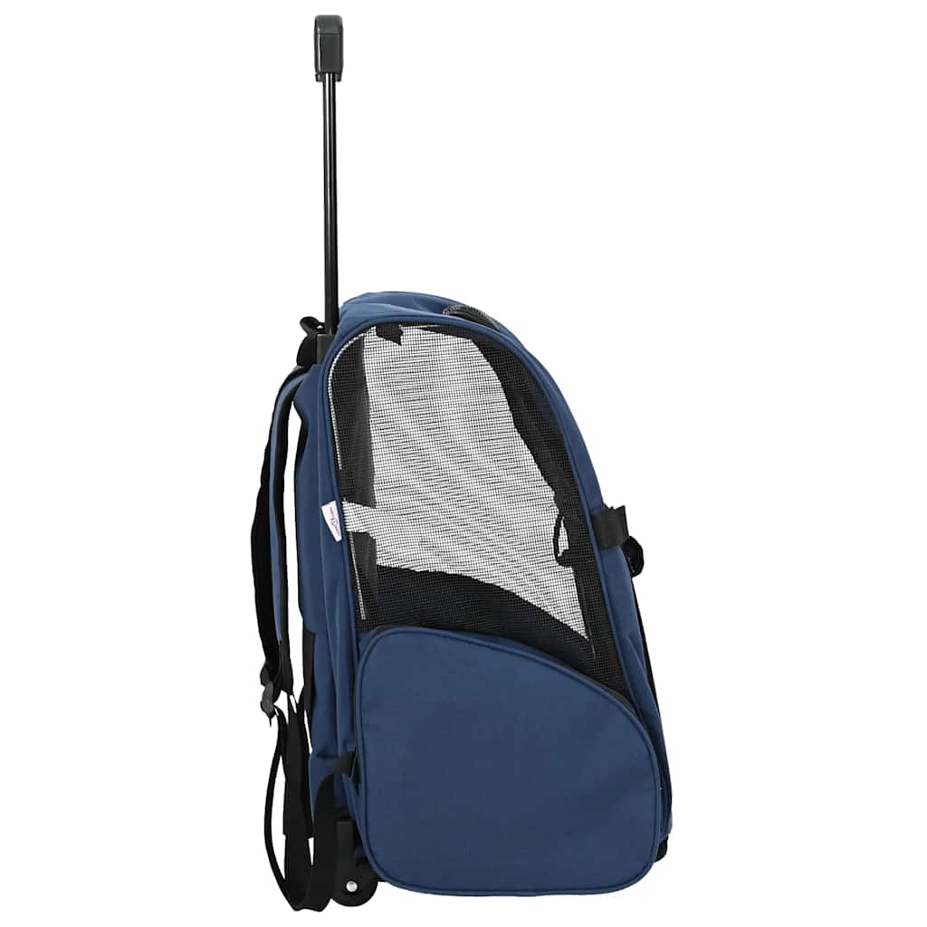 Carrello per animali domestici 3 in 1 Design Blu 48x32x(57-106) cm Tessuto Oxford