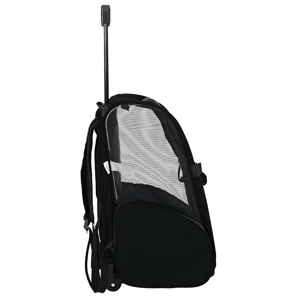 Carrello per Animali 3 in 1 Design Nero 48x32x(57-106) cm Tessuto Oxford