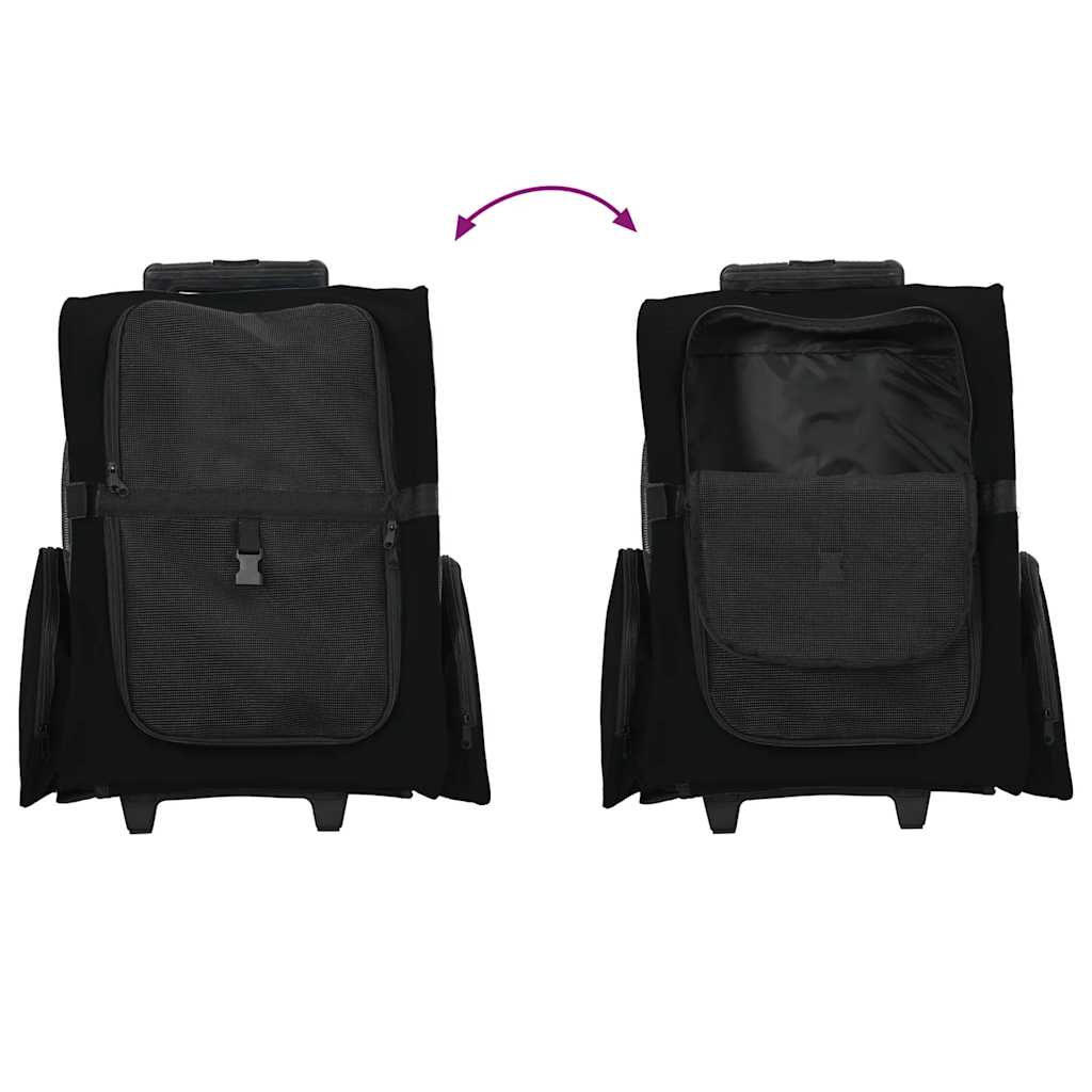 Carrello per Animali 3 in 1 Design Nero 48x32x(57-106) cm Tessuto Oxford