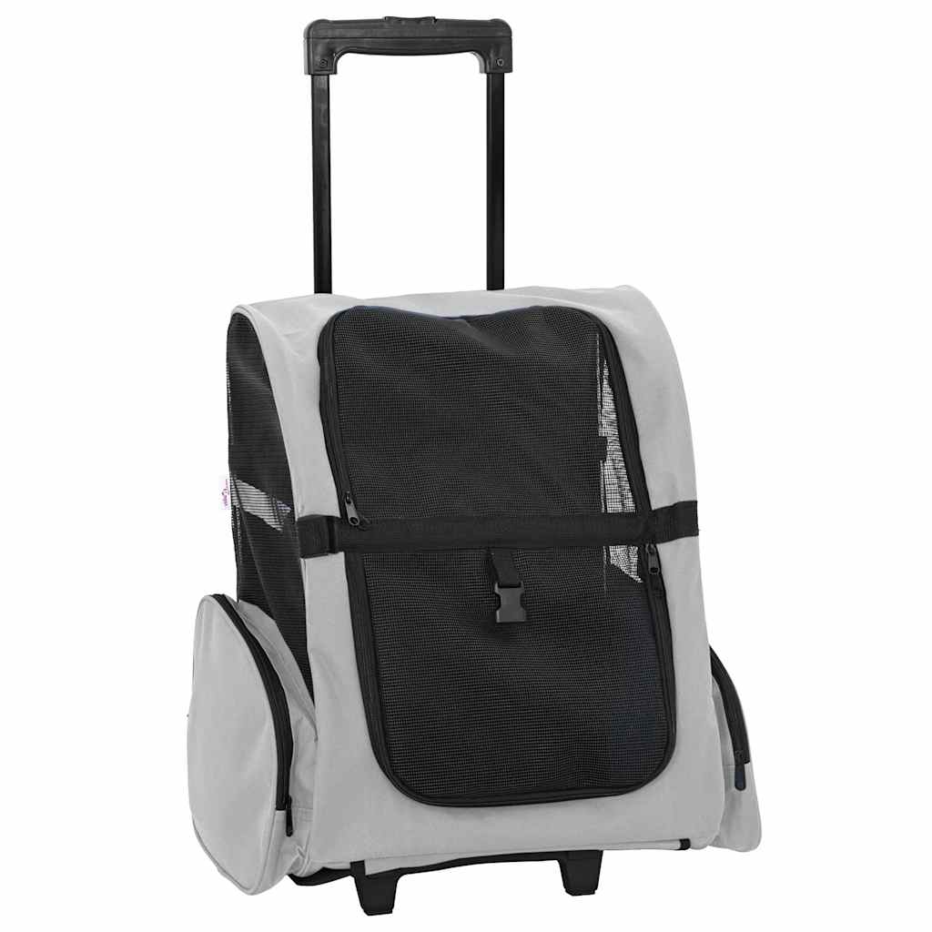 Carrello per animali domestici 3 in 1 design grigio 48x32x(57-106) cm tessuto Oxford