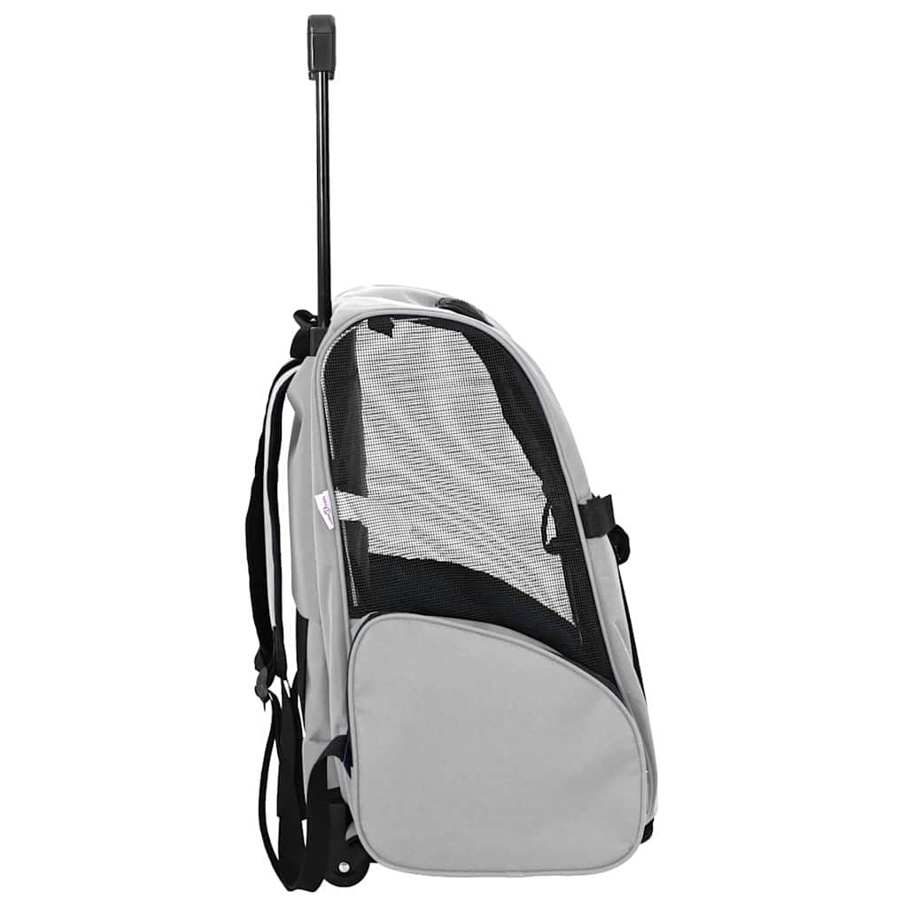 Carrello per animali domestici 3 in 1 design grigio 48x32x(57-106) cm tessuto Oxford