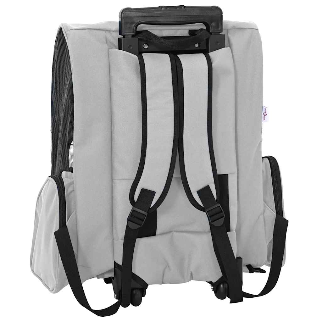 Carrello per animali domestici 3 in 1 design grigio 48x32x(57-106) cm tessuto Oxford