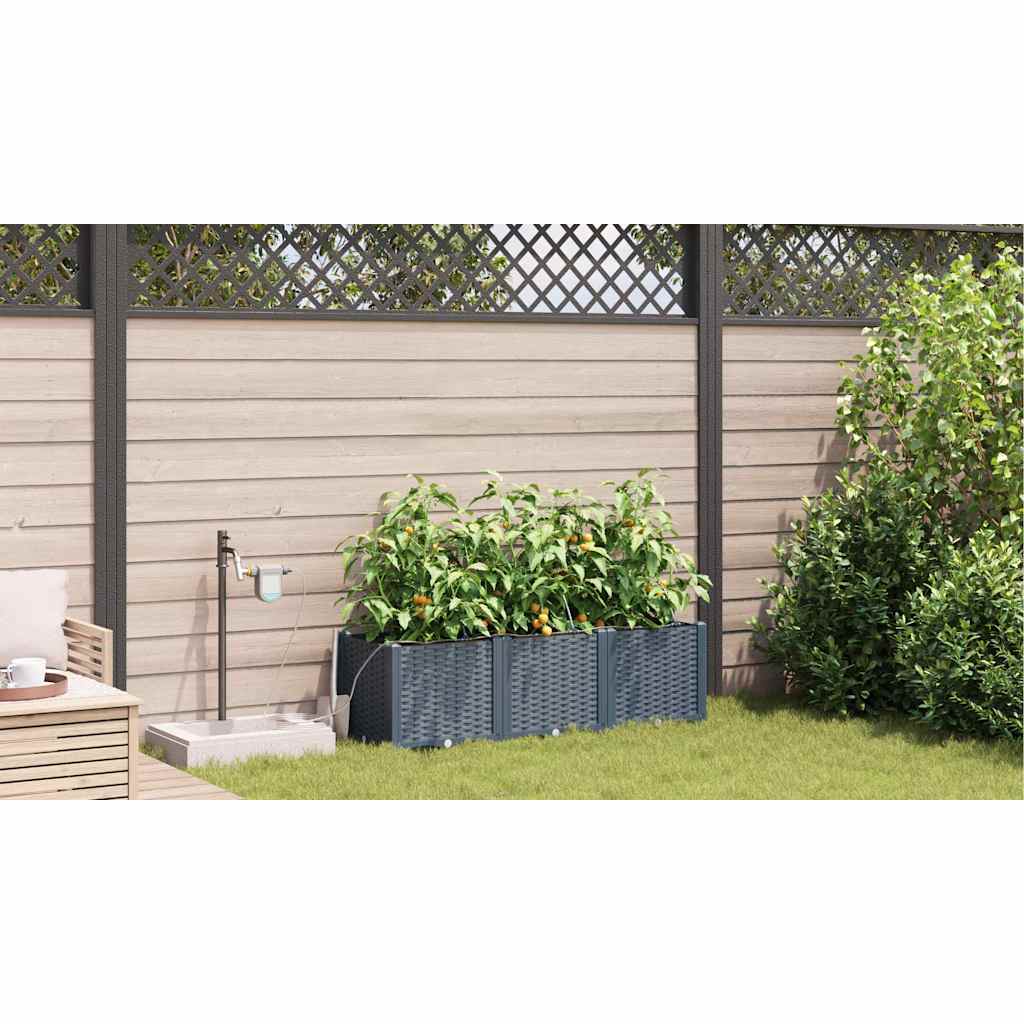 Vaso da giardino 3 pcs Grigio Chiaro 120 x 40 x 37,5 cm
