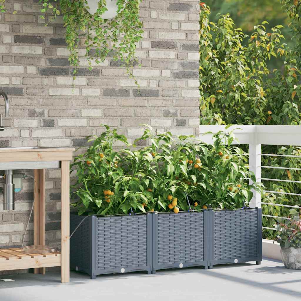 Vaso da giardino 3 pcs Grigio Chiaro 120 x 40 x 37,5 cm