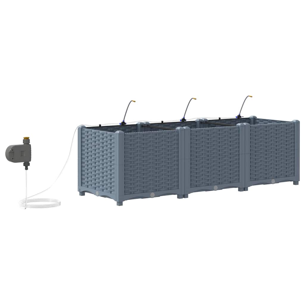 Vaso da giardino 3 pcs Grigio Chiaro 120 x 40 x 37,5 cm