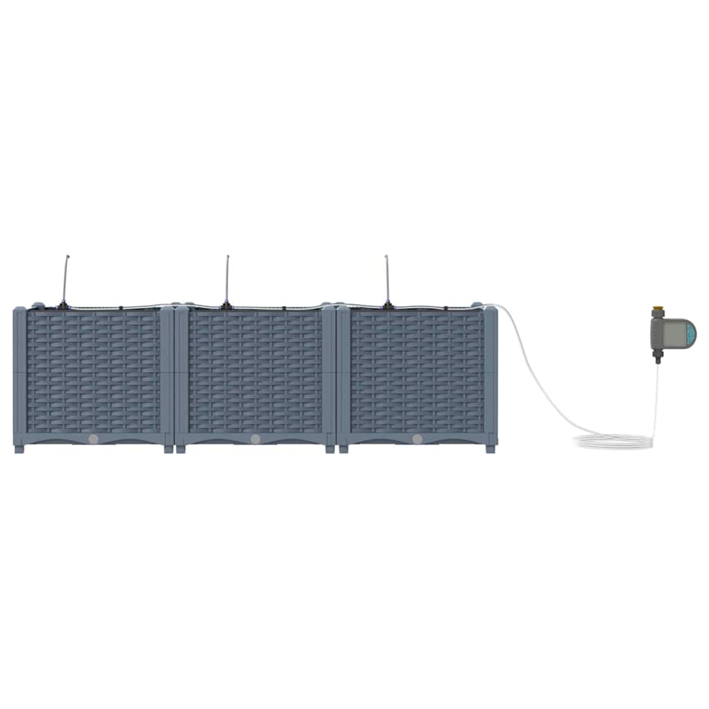Vaso da giardino 3 pcs Grigio Chiaro 120 x 40 x 37,5 cm