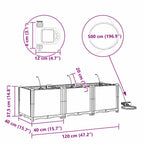 Vaso da giardino 3 pcs Grigio Chiaro 120 x 40 x 37,5 cm