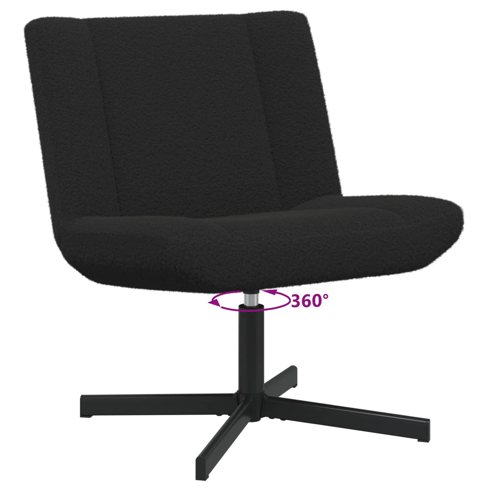Sedia girevole Nero 63 x 75 x 76 cm Pelle di Pecora