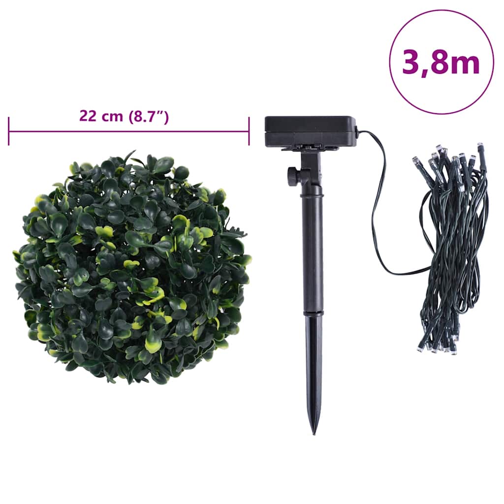 Sfere di Bosso Artificiale con Luci LED 2 pz Verdi 22 cm