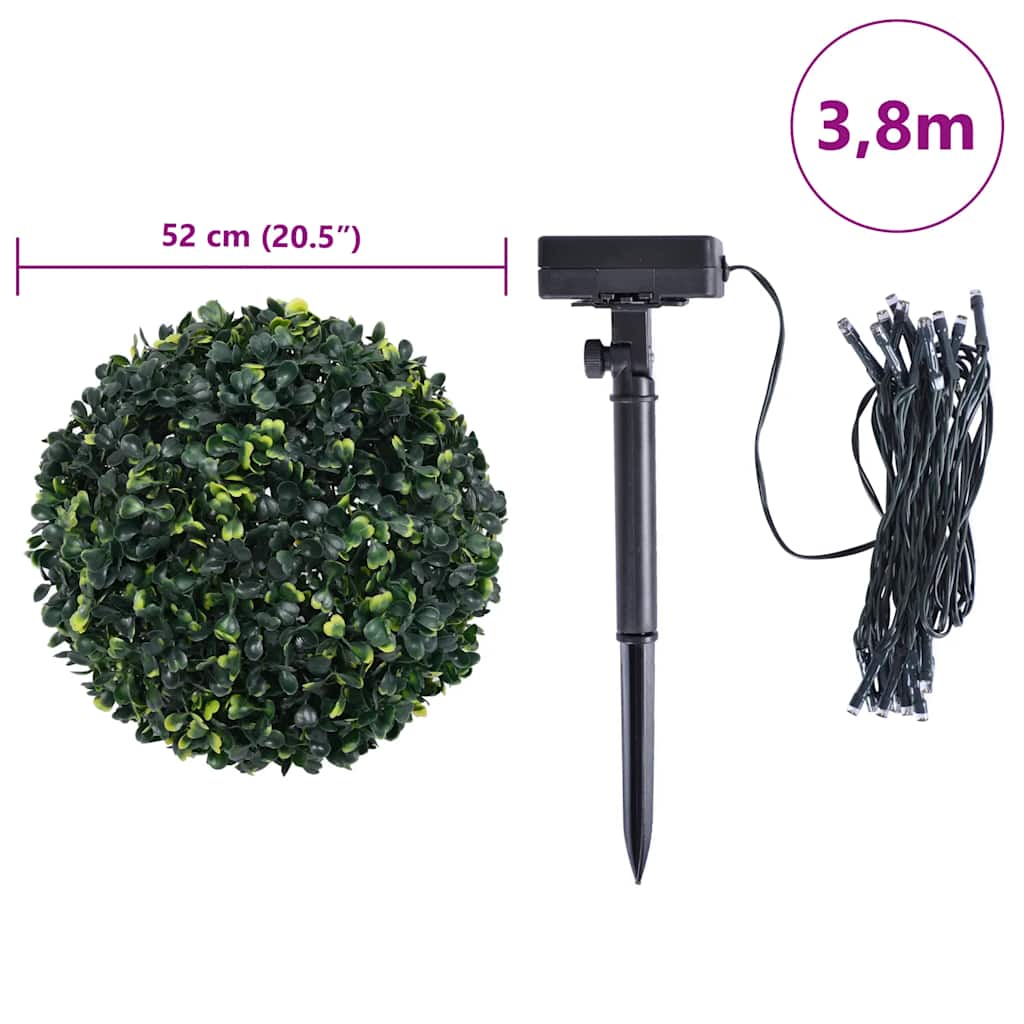 Sfere di Bosso Artificiale con Luci LED 2 pz Verdi 52 cm