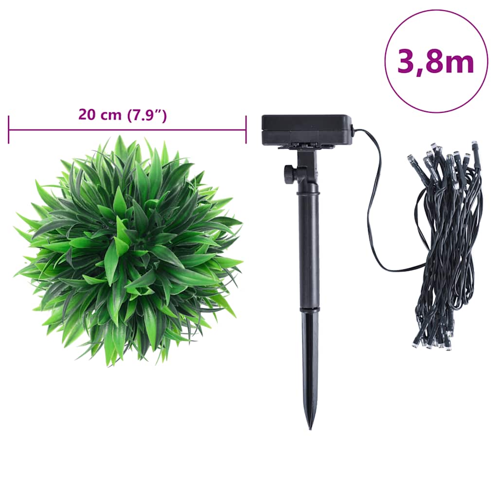 Sfere di Bosso Artificiale con Luci LED 2 pz Verdi 20 cm
