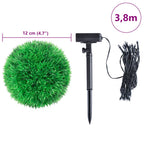 Sfere di Bosso Artificiale con Luci LED 4 pz Verdi 12 cm