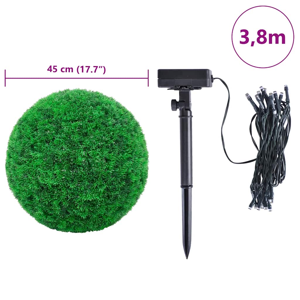 Sfere di Bosso Artificiale con Luci LED 2 pz Verdi 45 cm
