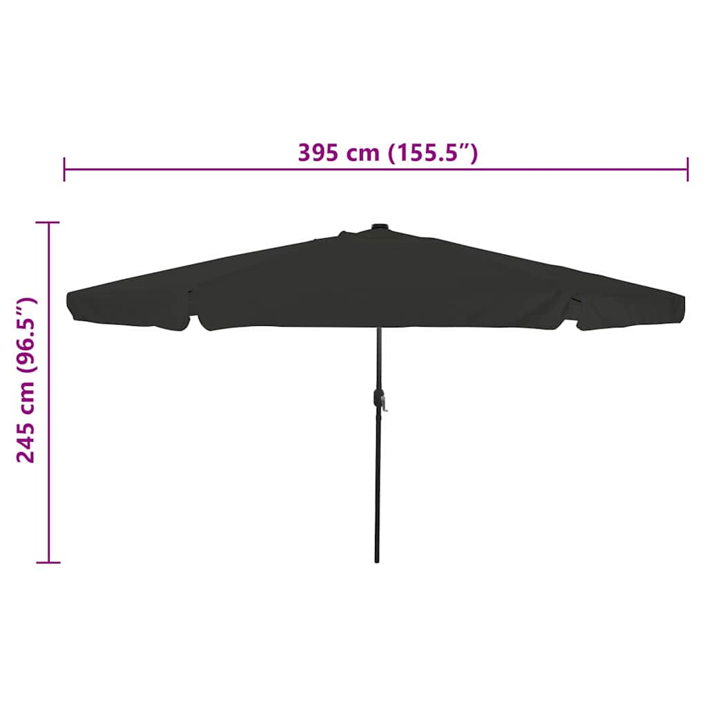 Ombrello da giardino Nero 395 x 395 x 245 cm Poliestere