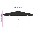 Ombrello da giardino Nero 395 x 395 x 245 cm Poliestere