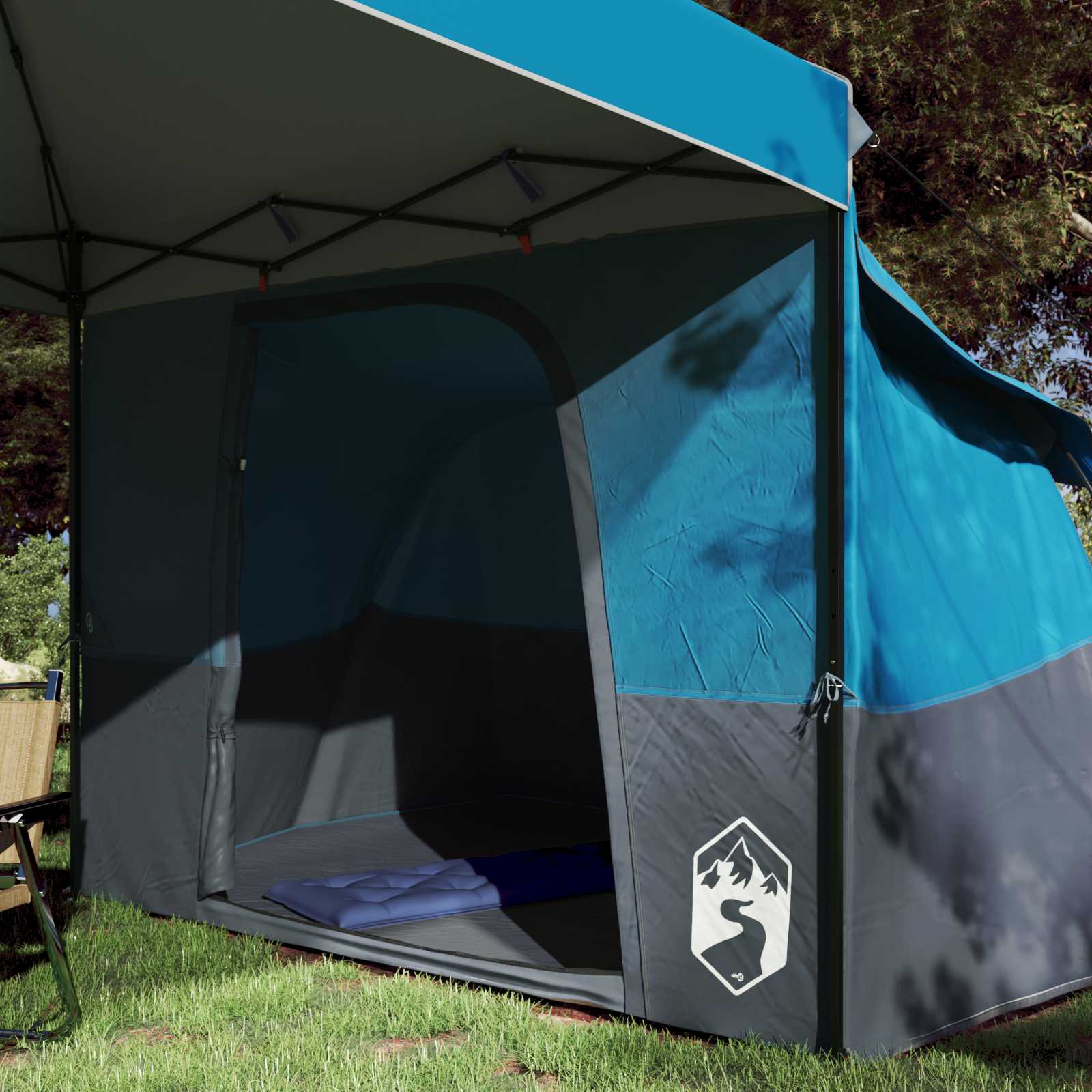 Set di Tende da Campeggio con tetto 2 pcs Blu Taffeta e Tessuto